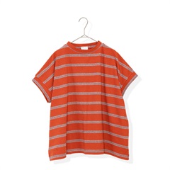 【AUG relaxing】ワイドフレンチ ビンテージボーダー 半袖Tシャツ(30 RED)