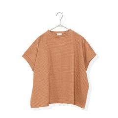 【AUG relaxing】ワイドフレンチ ビンテージボーダー 半袖Tシャツ(90 BR×ORANGE)