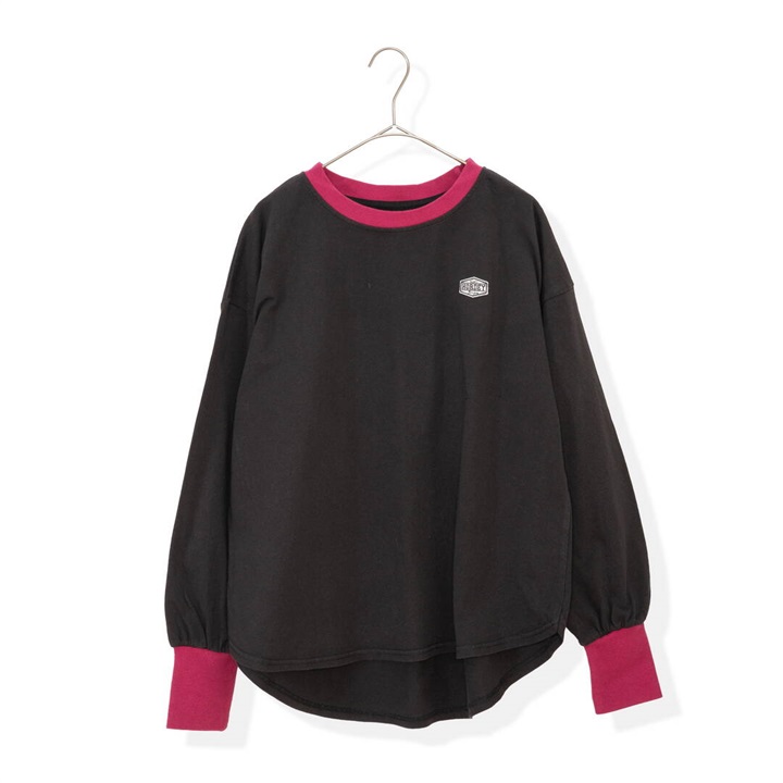 【iriey】配色リンガーロング 長袖 Tシャツ(01クロ)