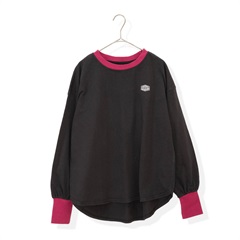 【iriey】配色リンガーロング 長袖 Tシャツ(01クロ)