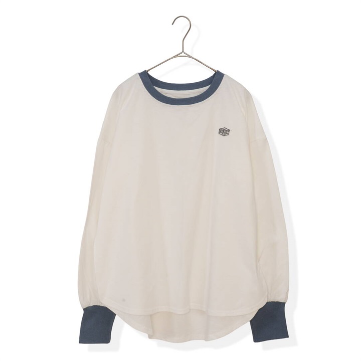 【iriey】配色リンガーロング 長袖 Tシャツ(06オフシロ)