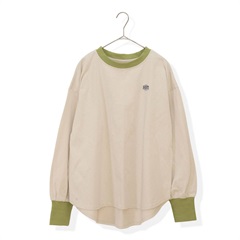 【iriey】配色リンガーロング 長袖 Tシャツ(07グレージュ)