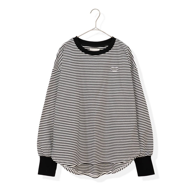 【iriey】配色リンガーロング 長袖 Tシャツ(90クロ×シロ)