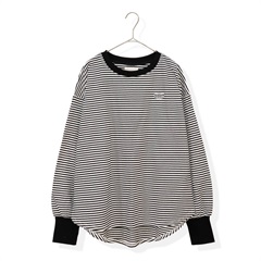 【iriey】配色リンガーロング 長袖 Tシャツ(90クロ×シロ)