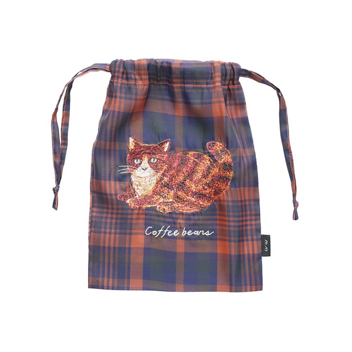 【松尾ミユキ】Sheer Drawstring pouch check back 巾着ポーチ