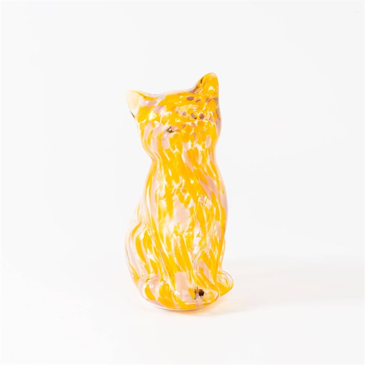 マーブルガラス LEDライト キャット(オレンジ)