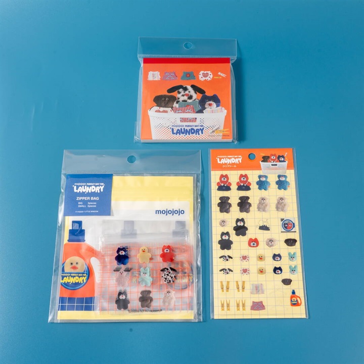 ＜セット商品＞【mojojojo】シール＋スクエアメモ＋ジッパーバック