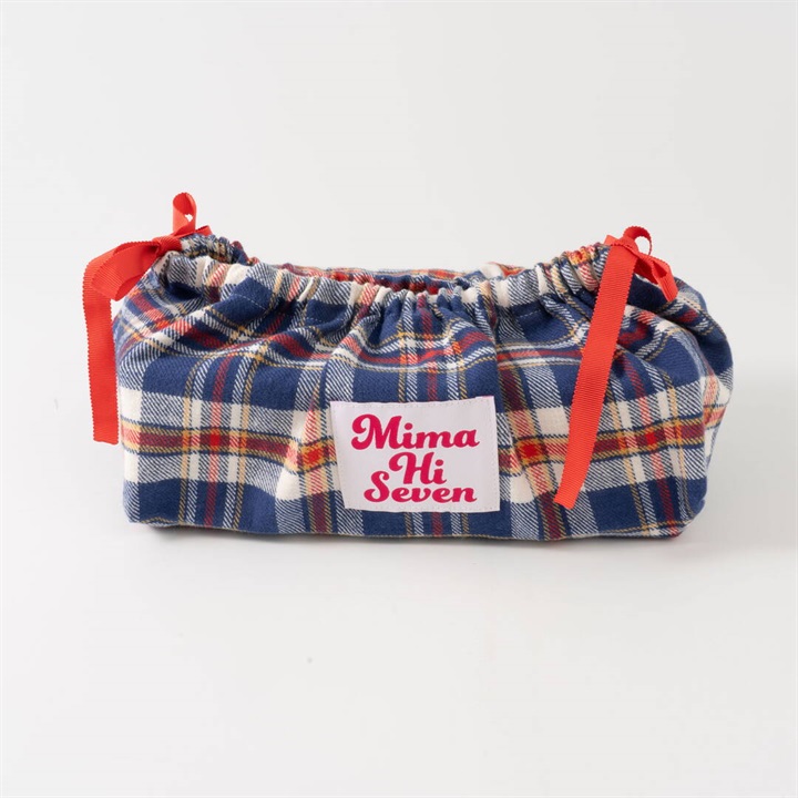 【Mima Hi Seven】播州織 ティッシュケース てんとてん別注 ＜数量限定＞(ブルー×レッドチェック)