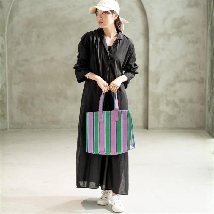 【shesay】サニーストライプのトートバッグ S(PU)