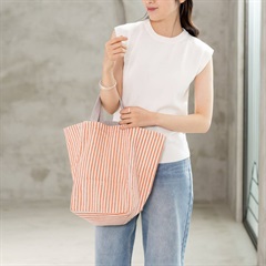 【shesay】2wayブロックプリントのトートバッグ ストライプ柄