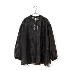 【Lupilien】ボリュームスリーブ前開き長袖ブラウス(006BLACK)