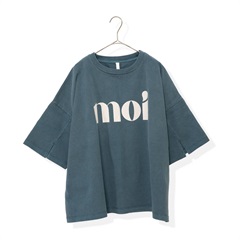 【Lupilien】ピグメント天竺袖スリット半袖Tシャツ(033BLUEGREEN)