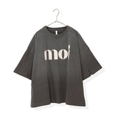 【Lupilien】ピグメント天竺袖スリット半袖Tシャツ(005CHARCOAL)