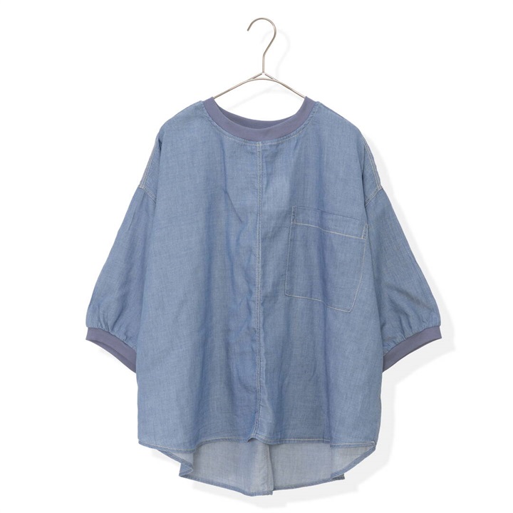 【le colis】シアーデニムドルマンスリーブ6分袖プルオーバー