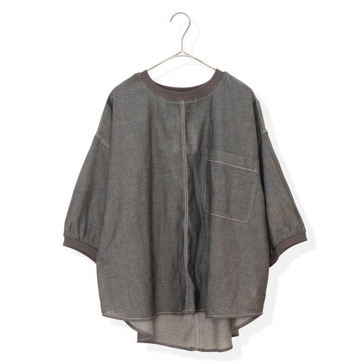 【le colis】シアーデニムドルマンスリーブ6分袖プルオーバー