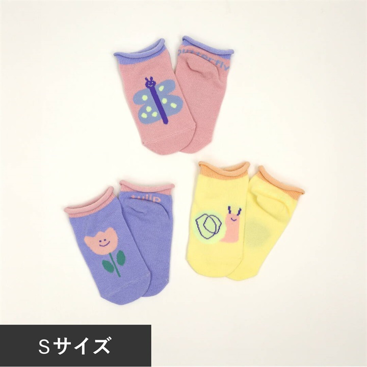 【stample】おさんぽ 園児アンクルソックス3P GL柄