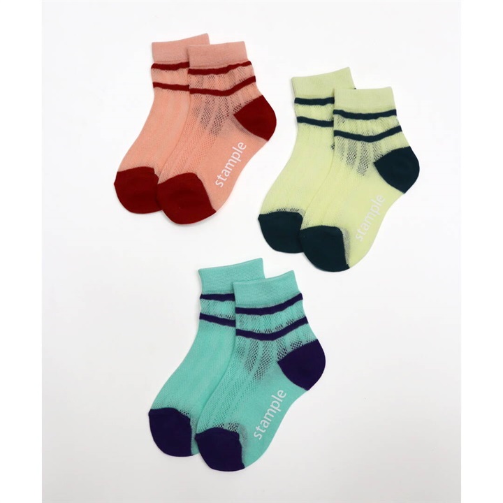 【stample】ダブルライン メッシュショートソックス 3P