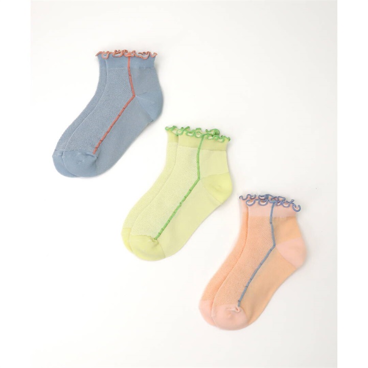 【stample】メッシュメロウ ラインショートソックス 3P A柄