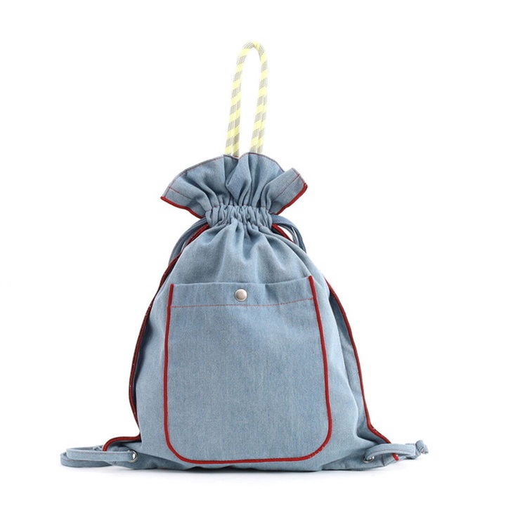 【cooco】2WAY デニムスナップ 巾着バッグ(376 サックス)