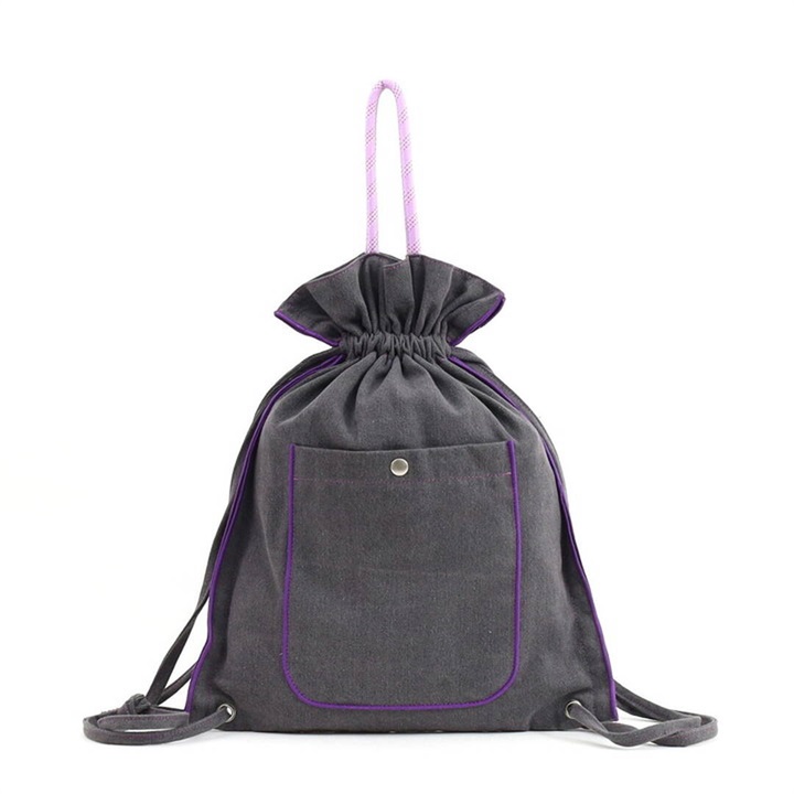 【cooco】2WAY デニムスナップ 巾着バッグ(390 グレー)