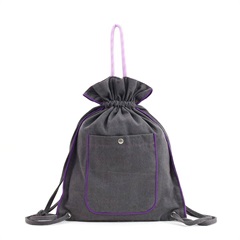 【cooco】2WAY デニムスナップ 巾着バッグ(390 グレー)