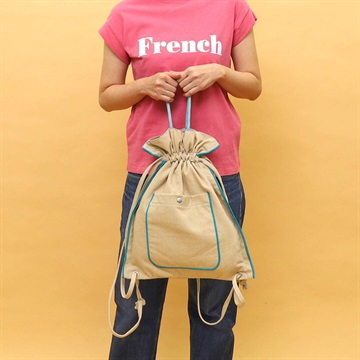 【cooco】2WAY デニムスナップ 巾着バッグ