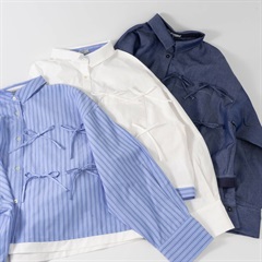 【POU DOU DOU】長袖シャツ ダブルヘムmany manyリボン 前開き