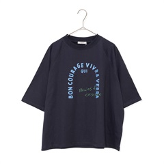 【POU DOU DOU】ラグラン半袖Tシャツ アーチロゴプリント(375 NAVY)