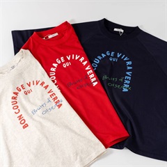 【POU DOU DOU】ラグラン半袖Tシャツ アーチロゴプリント