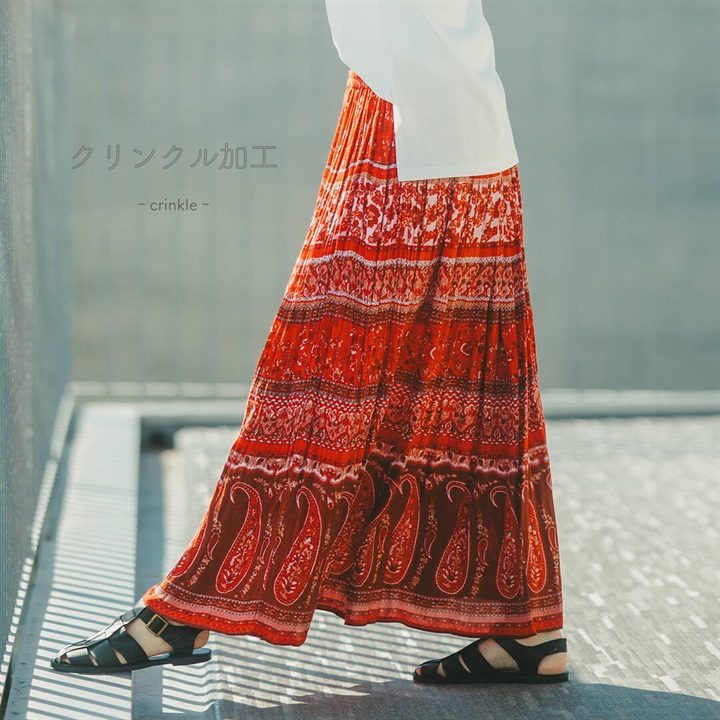 【M.M.O】プリントクリンクルスカート