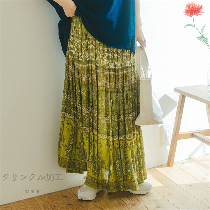 【M.M.O】プリントクリンクルスカート