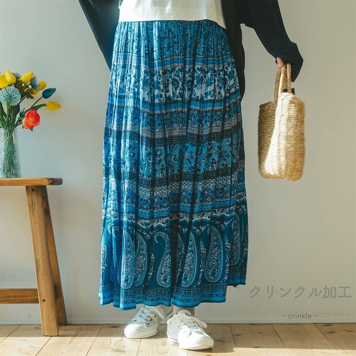 【M.M.O】プリントクリンクルスカート