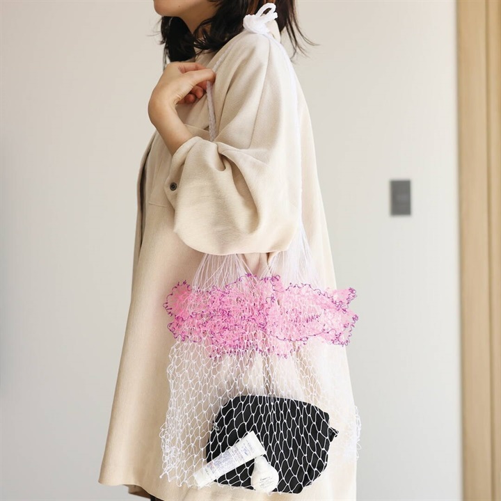 【yao】ネットショルダーバッグ Net bag M 95023(WH×LPK)