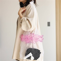 【yao】ネットショルダーバッグ Net bag M 95023(WH×LPK)