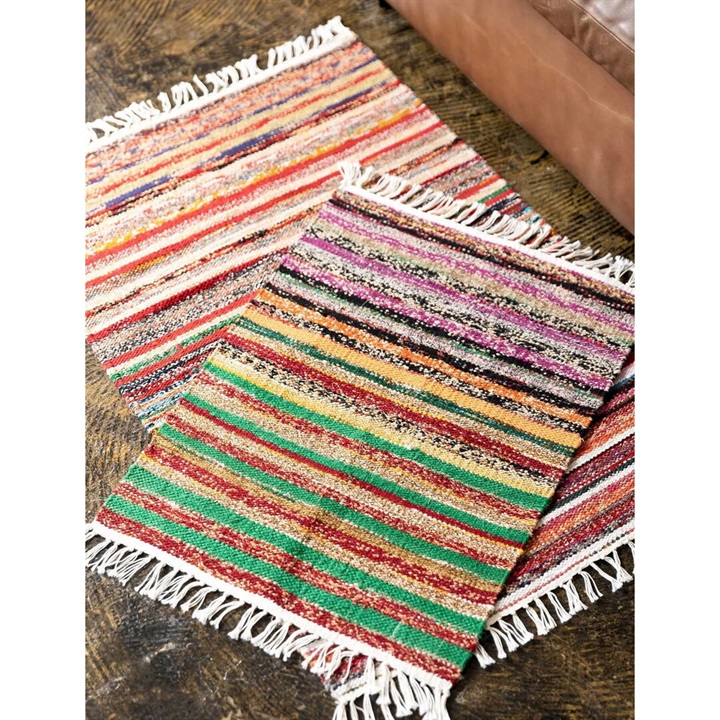 【People Tree】手織りリサイクルサリーラグマット