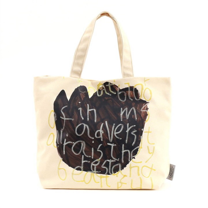 【cooco】キャンバストートバッグ cooco×嬉々！！CREATIVE colorful art print(210 ブラック)