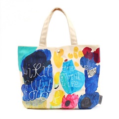 【cooco】キャンバストートバッグ cooco×嬉々！！CREATIVE colorful art print(370 ブルー)
