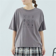 【Cloudnine】半袖Tシャツ 犬刺繍 UV加工 コットン天竺(06CHARCOAL×BLACK)