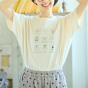【Cloudnine】半袖Tシャツ 犬刺繍 UV加工 コットン天竺