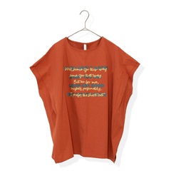 【Lupilien】フレンチスリーブTシャツ 重ね文字ロゴ(050ORANGE)