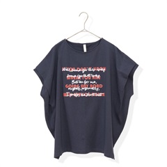 【Lupilien】フレンチスリーブTシャツ 重ね文字ロゴ(032NAVY)