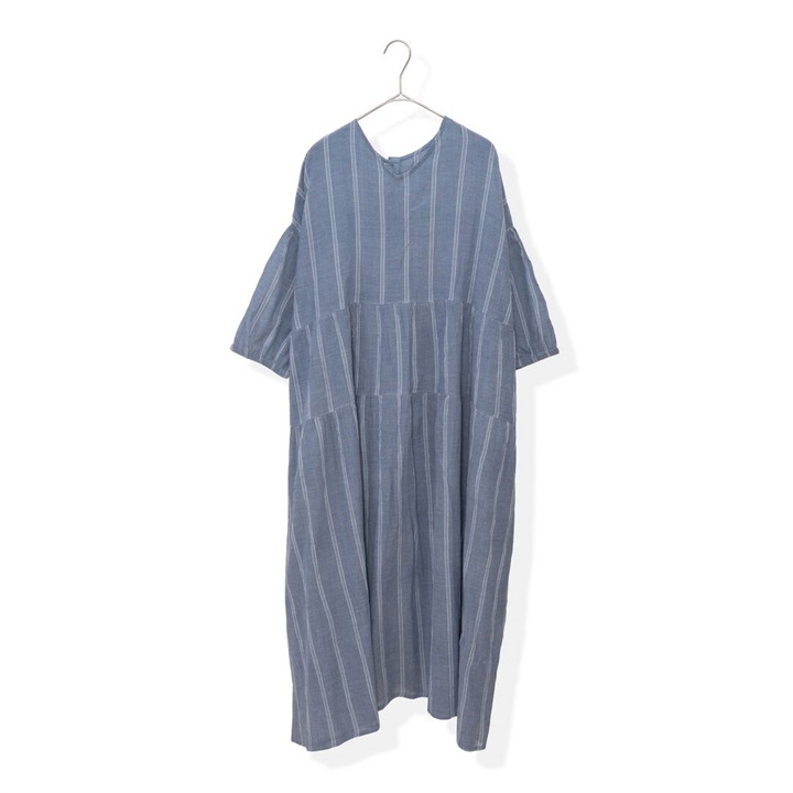 【Lupilien】半袖ワンピース クラッシュボイル 前開き 2WAY