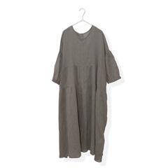 【Lupilien】半袖ワンピース クラッシュボイル 前開き 2WAY(252CHARCOAL)