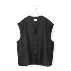 【YURK Geniet van】リネンベスト オーバーサイズ(BLACK)