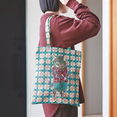 【Nathalie Lete】Rectangle tote Check トートバッグ(Tabby cat)