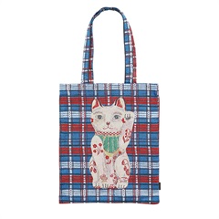 【Nathalie Lete】Rectangle tote Check トートバッグ(Lucky cat)