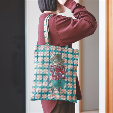 【Nathalie Lete】Rectangle tote Check トートバッグ
