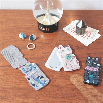 【Nathalie Lete】Comb＆Mirror Lucky cat コーム＆ミラー