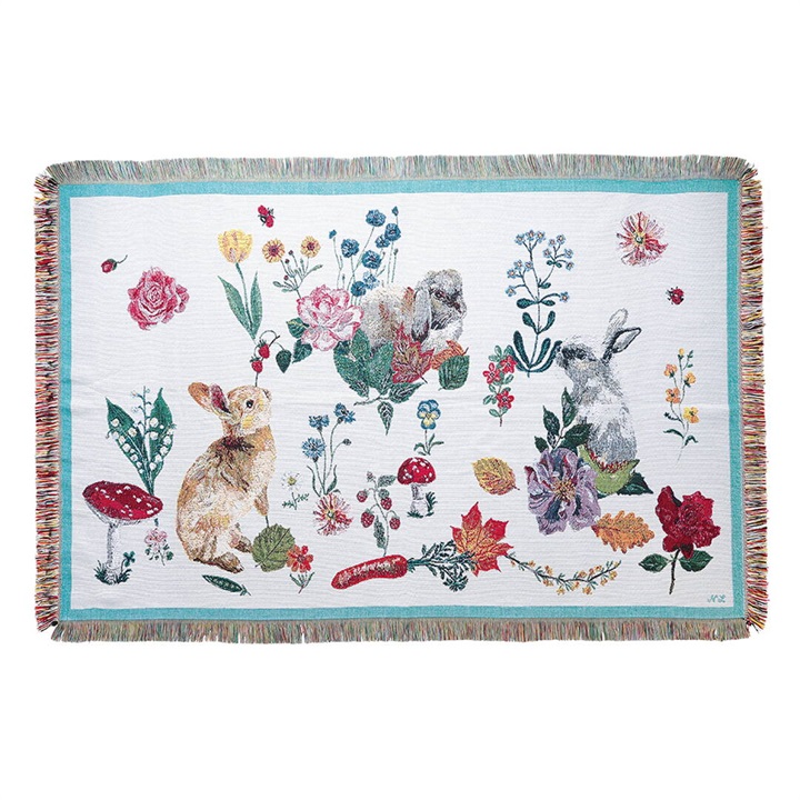 【Nathalie Lete】Tapestry Rug タペストリーラグ(Rabbits-Ivory)