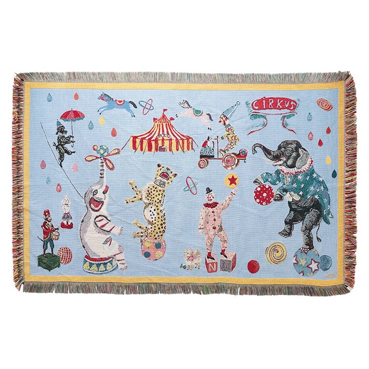 【Nathalie Lete】Tapestry Rug タペストリーラグ(Circus-Light blue)